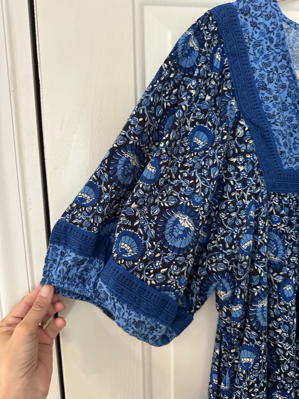 Old Navy Puff-Sleeve Printed Mini Swing Dress Size Blue Blossoms XL NWT - Picture 4 of 10